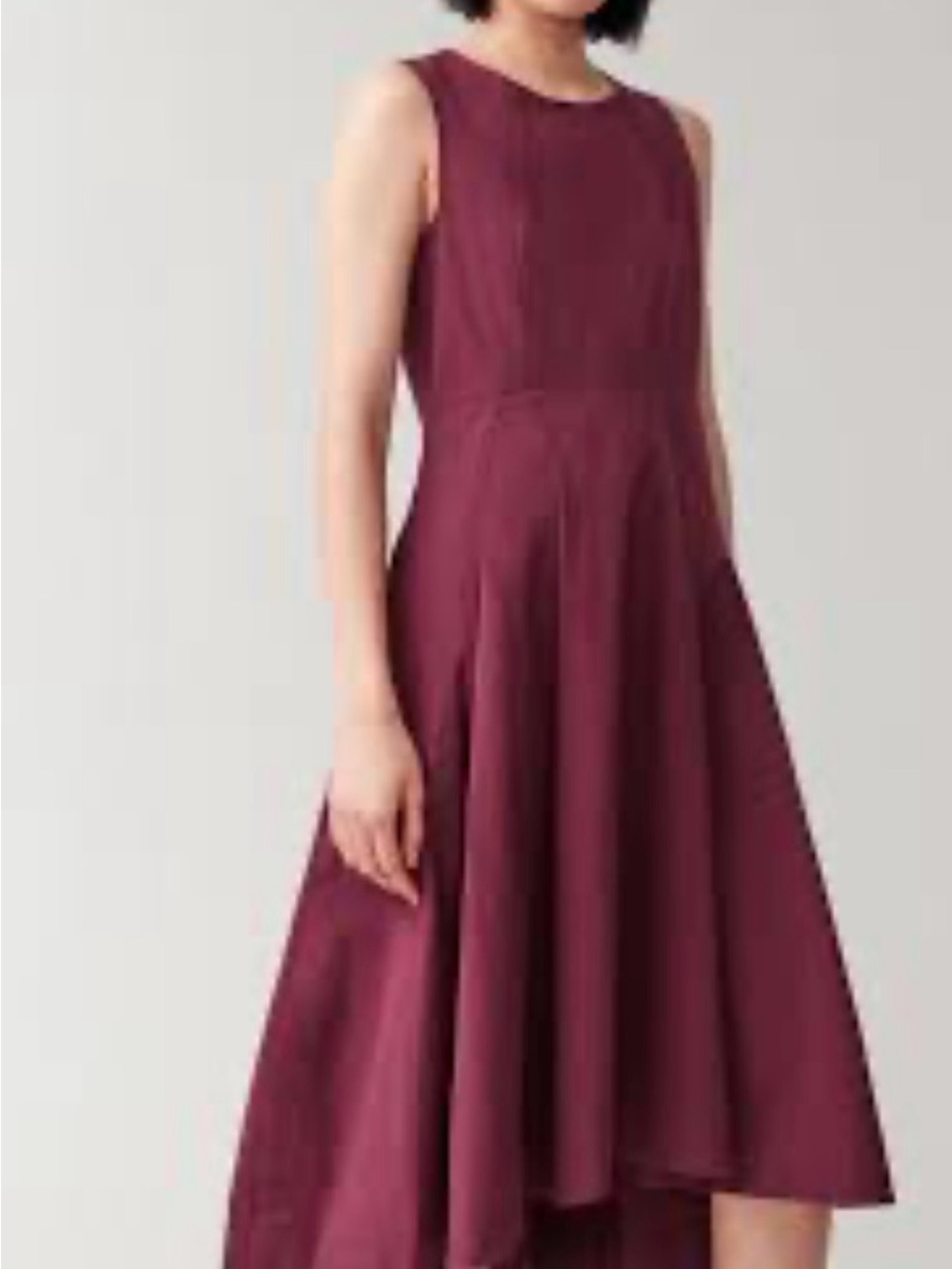 COS Sleeveless High-Low Dress in Burgundy